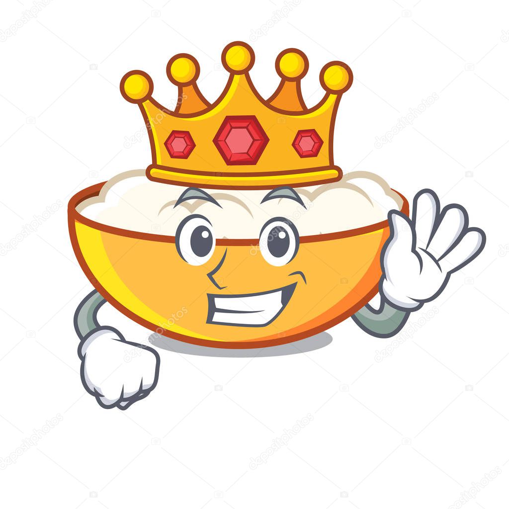 King Cottage Cheese Mascot Cartoon Vector Illustration.