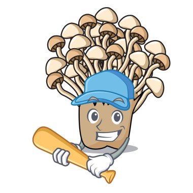 İskambil beyzbol enoki mantar karakter karikatür vektör çizim