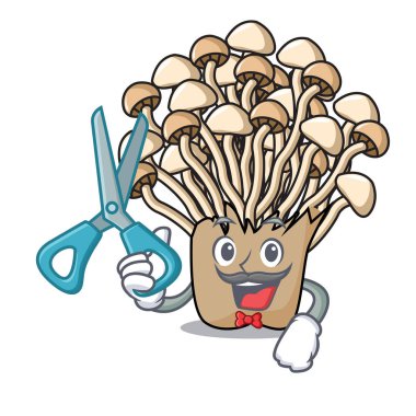 Enoki mantar karakter karikatür vektör çizim berber