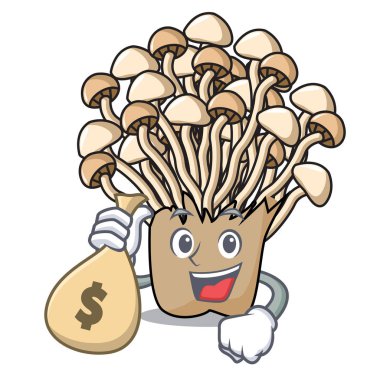 Para çantası enoki mantar karakter karikatür vektör çizim ile