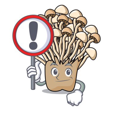 İşareti enoki mantar karakter karikatür vektör çizim ile