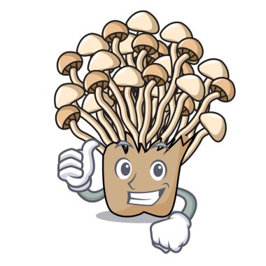 Başparmak yukarıya enoki mantar karakter karikatür vektör çizim