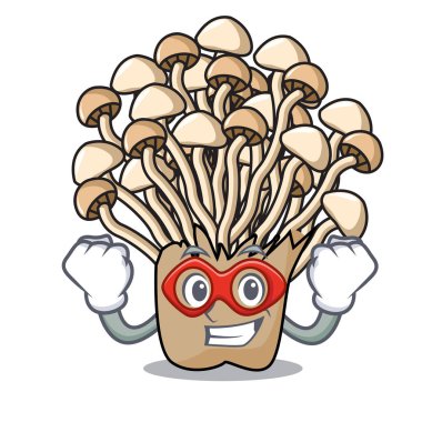 Süper kahraman enoki mantar karakter karikatür vektör çizim