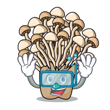 Dalış enoki mantar karakter karikatür vektör çizim