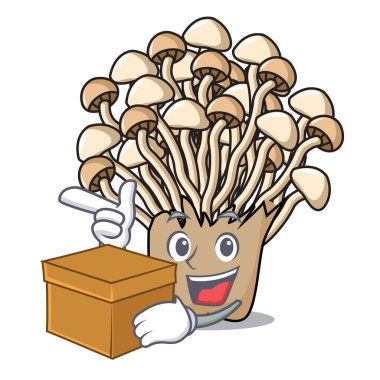 Kutusu enoki mantar karakter karikatür vektör çizim ile