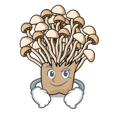 Smirking enoki mantar karakter karikatür vektör çizim
