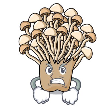 Kızgın enoki mantar maskot karikatür vektör çizim