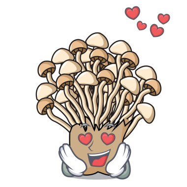 Aşk enoki mantar maskot karikatür vektör çizim içinde