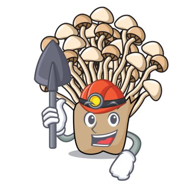 Madenci enoki mantar maskot karikatür vektör çizim