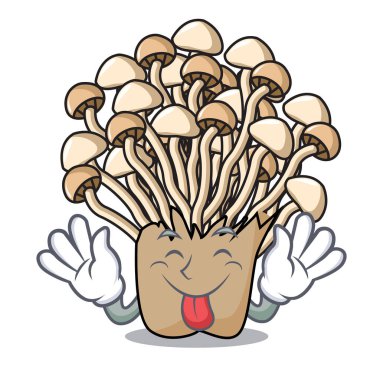 Enoki mantar maskot karikatür vektör çizim dil