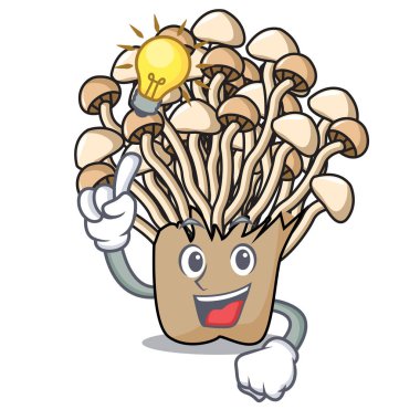 Bir fikir enoki mantar maskot karikatür vektör çizim var