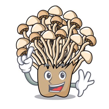 Parmak enoki mantar maskot karikatür vektör çizim
