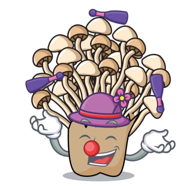 Hokkabazlık enoki mantar maskot karikatür vektör çizim