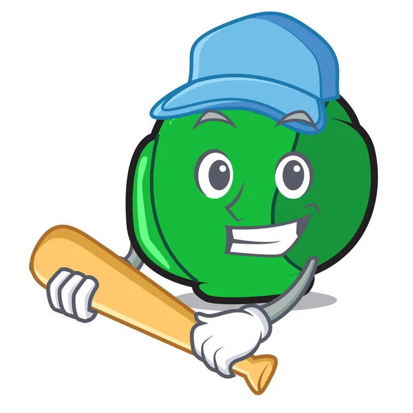Jouer au baseball caractère bruxellois style dessin animé — Image vectorielle