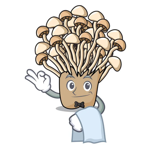 Garson enoki mantar maskot karikatür vektör çizim