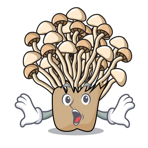 Mascotte Étonnante Champignon Enoki Illustration Vectorielle Dessin Animé — Image vectorielle