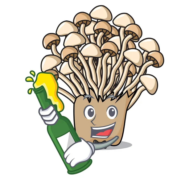 Bira enoki mantar maskot karikatür vektör çizim ile