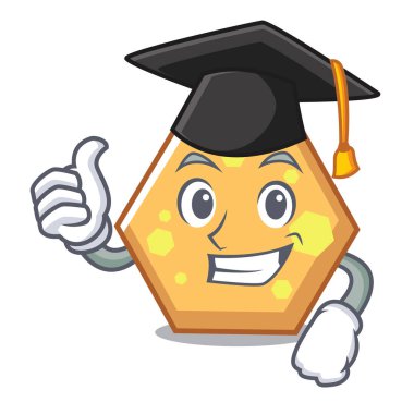 Mezuniyet altıgen karakter karikatür tarzı vektör çizim