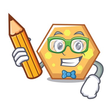 Öğrenci altıgen karakter karikatür tarzı vektör çizim