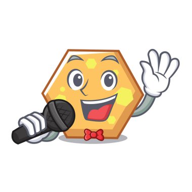 Şarkı altıgen maskot karikatür tarzı vektör çizim