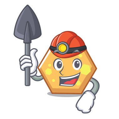 Madenci altıgen maskot karikatür tarzı vektör çizim