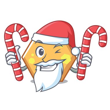Santa şeker altıgen maskot karikatür tarzı vektör çizim ile