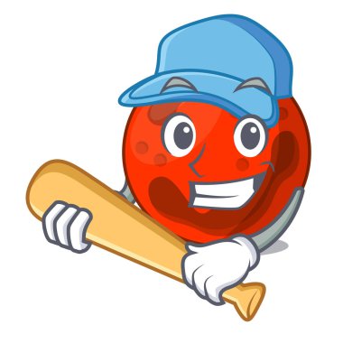 Beyzbol oynayan mars gezegeni karakter karikatür vektör çizim