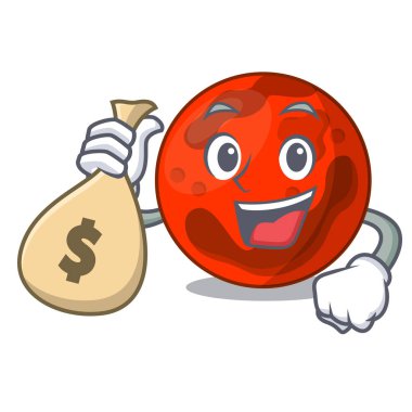 Para çantası ile mars gezegeni karakter karikatür vektör çizim