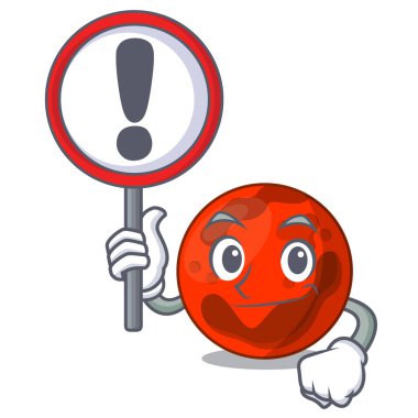 İşareti ile mars gezegeni karakter karikatür vektör çizim