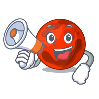 Megafon ile mars gezegeni karakter karikatür vektör çizim