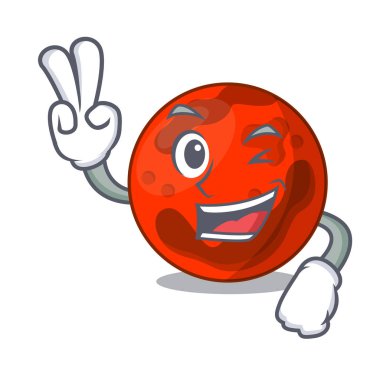 Mars gezegeni karakter karikatür vektör çizim iki parmak