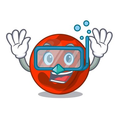 Dalış mars gezegeni karakter karikatür vektör çizim