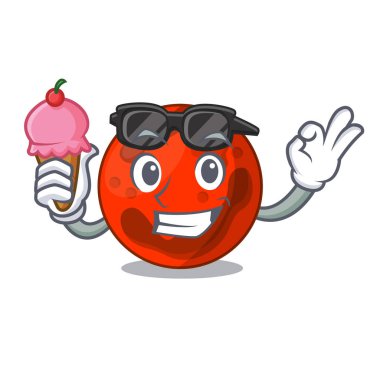 Dondurma ile mars gezegeni karakter karikatür vektör çizim