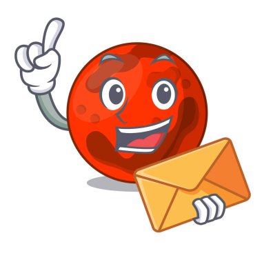Zarf ile mars gezegeni karakter karikatür vektör çizim