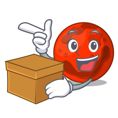 Kutusu ile mars gezegeni karakter karikatür vektör çizim
