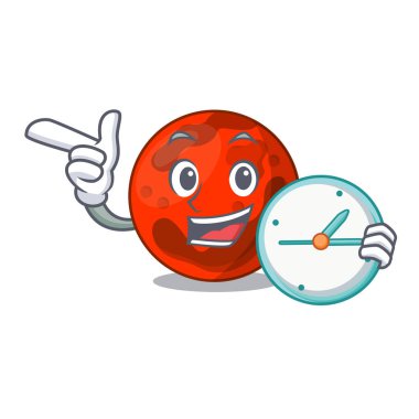 Saati ile mars gezegeni karakter karikatür vektör çizim