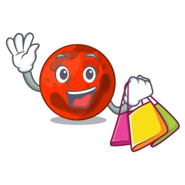Mars gezegeni karakter karikatür vektör çizim alışveriş