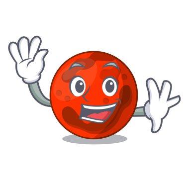 Mars gezegeni karakter karikatür vektör çizim sallayarak