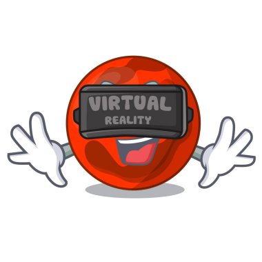 Sanal gerçeklik mars gezegeni maskot karikatür vektör çizim