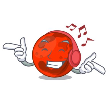 Müzik dinleme gezegen maskot karikatür mars