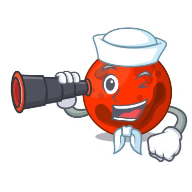 Denizci dürbün mars gezegeni maskot karikatür ile