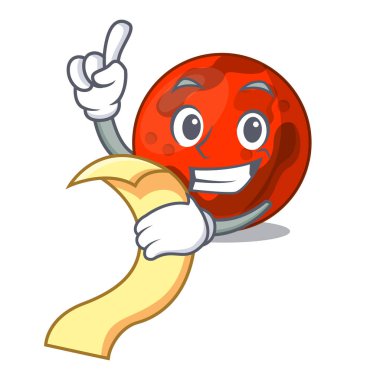Menü ile mars gezegeni maskot çizgi film