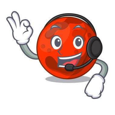 Kulaklık ile mars gezegeni maskot çizgi film