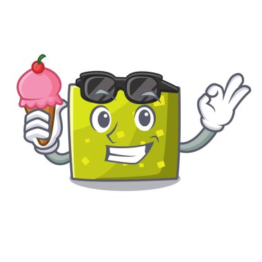 Dondurma kare karakter karikatür tarzı ile