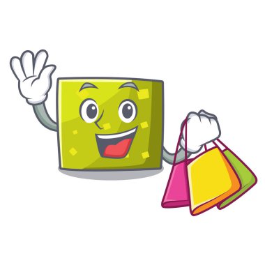 Kare karakter karikatür tarzı alışveriş