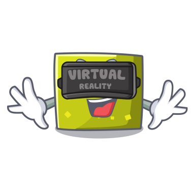 Sanal gerçeklik kare maskot karikatür tarzı