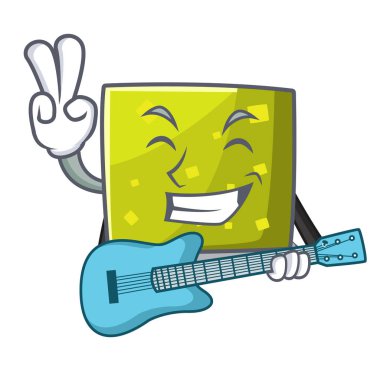 Gitar kare maskot karikatür tarzı ile