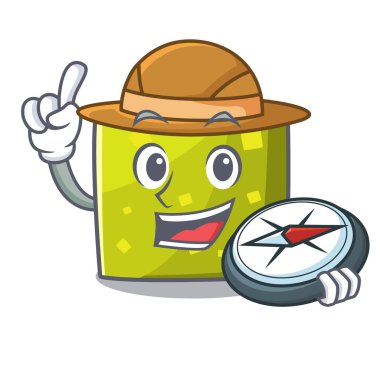 Explorer kare maskot karikatür tarzı