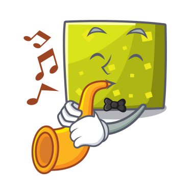 Trompet kare maskot karikatür tarzı ile