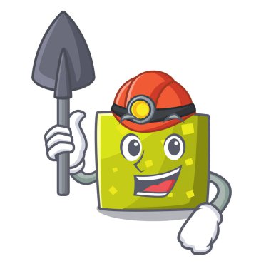 Madenci kare maskot karikatür tarzı